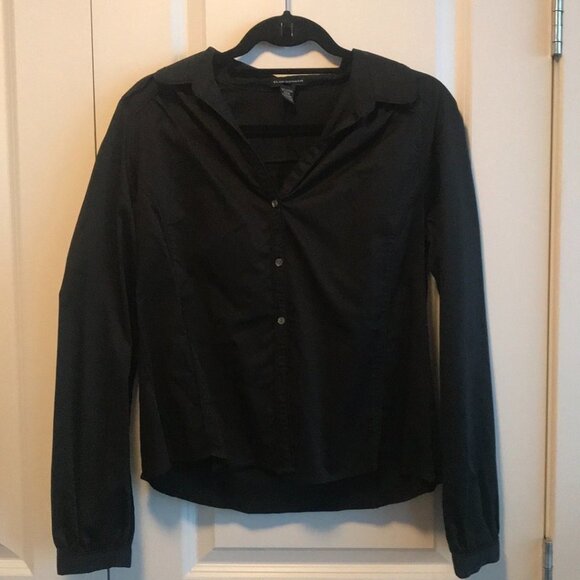 Club Monaco Women’s Shirt Blouse Black Large EUC - Picture 3 of 10